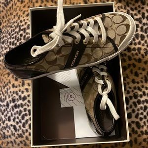 Brown and Tan Coach sneakers